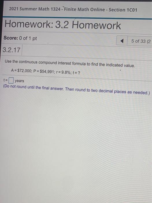 Solved 2021 Summer Math 1324 - Finite Math Online - Section | Chegg.com