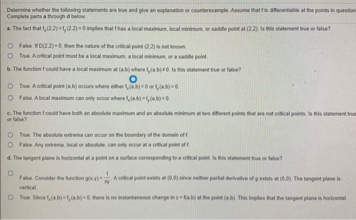 Solved Determine Whether The Following Statements Are True | Chegg.com