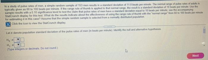 solved-in-a-study-of-pulse-rates-of-men-a-simple-random-chegg