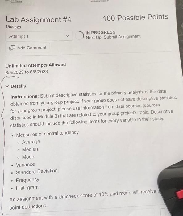 Lab Assignment \#4 100 Possible Points 6/8/2023 IN | Chegg.com