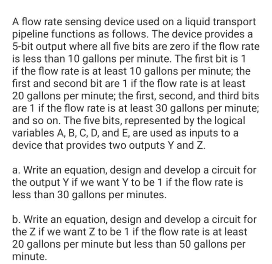 Solved A flow rate sensing device used on a liquid transport | Chegg.com