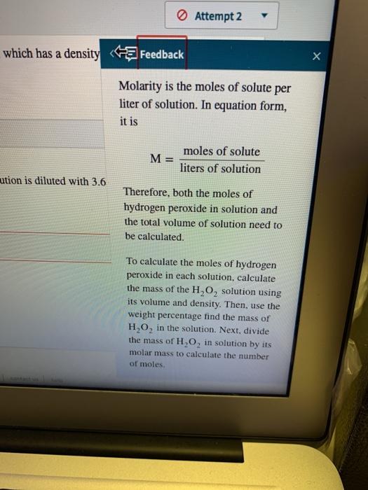 Solved Calculate the final molarity of H, O, if 5.1 mL of a