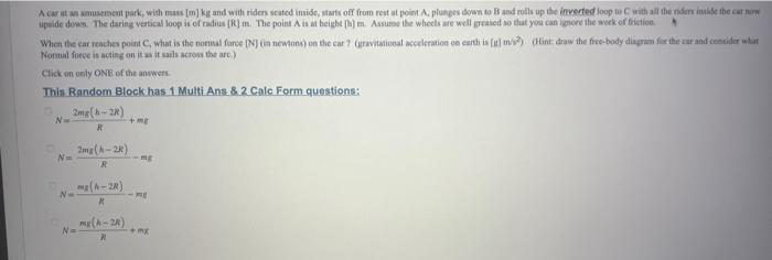 Solved This Random Block has 1 Multi Ans \& 2 Calc Form | Chegg.com