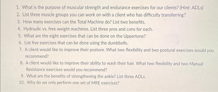 muscular endurance exercises list