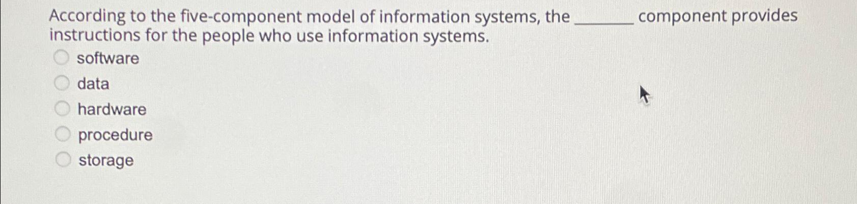 Solved According to the five-component model of information | Chegg.com