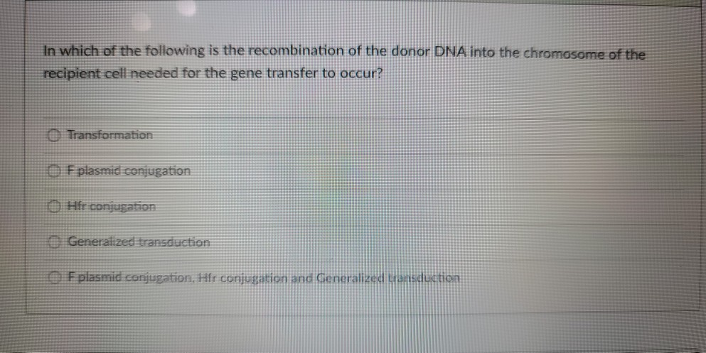 Solved In which of the following is the recombination of the | Chegg.com