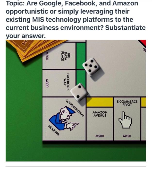 Solved Topic: Are Google, Facebook, and Amazon opportunistic | Chegg.com