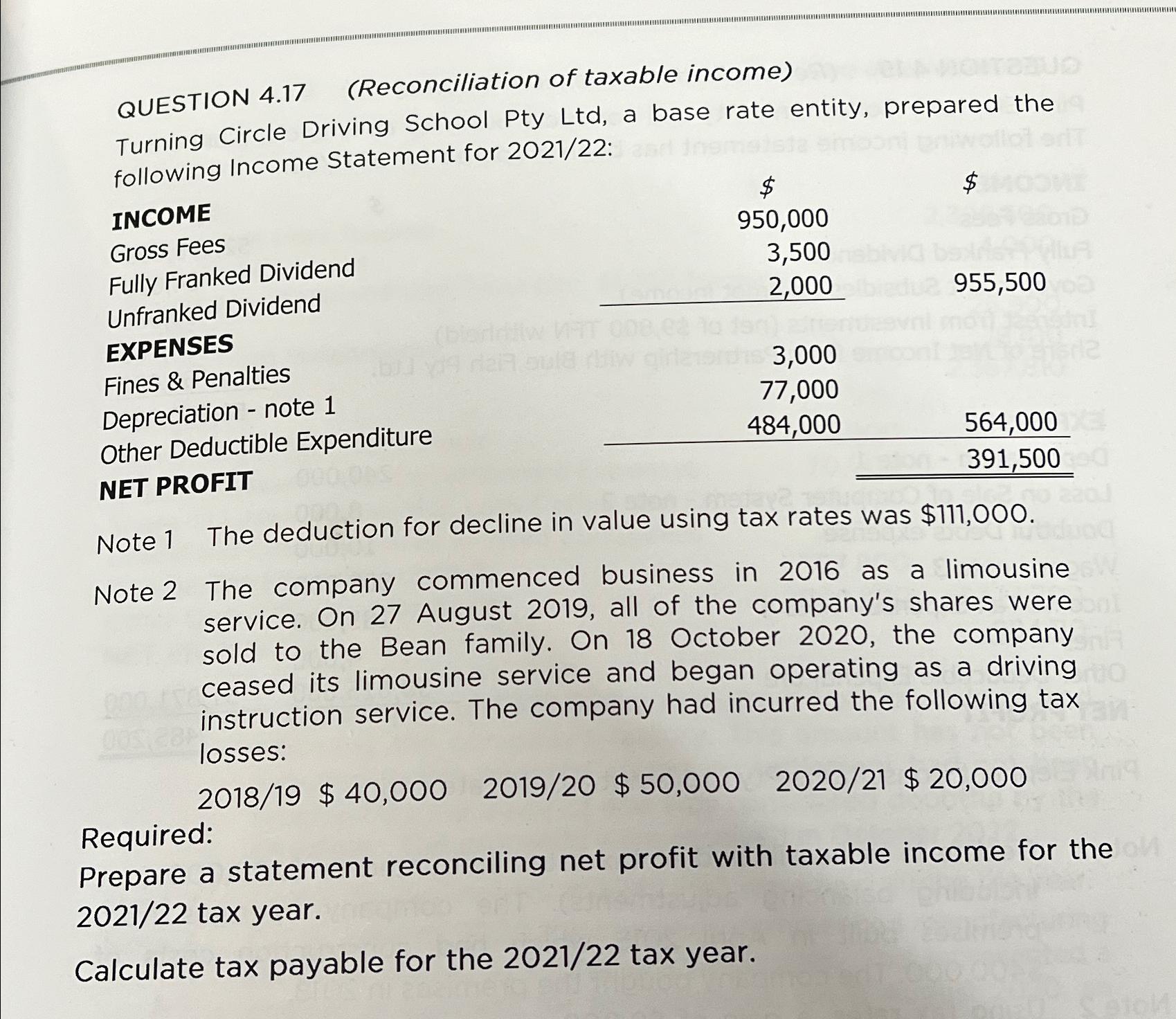 Solved QUESTION 4.17 (Reconciliation of taxable