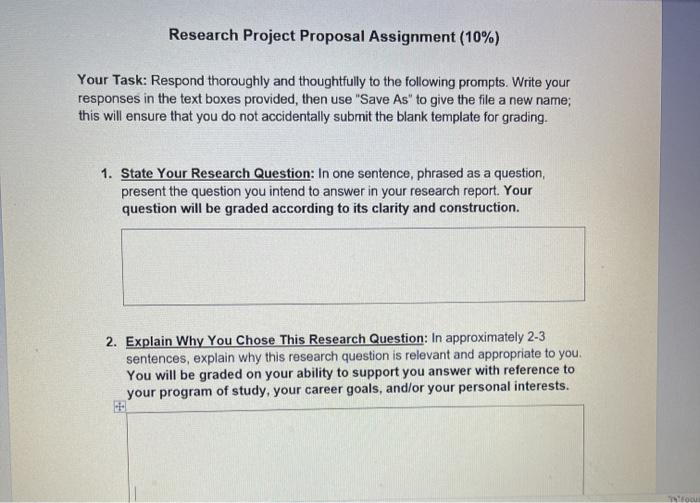 Research Project Proposal Assignment (10%) Your Task: | Chegg.com