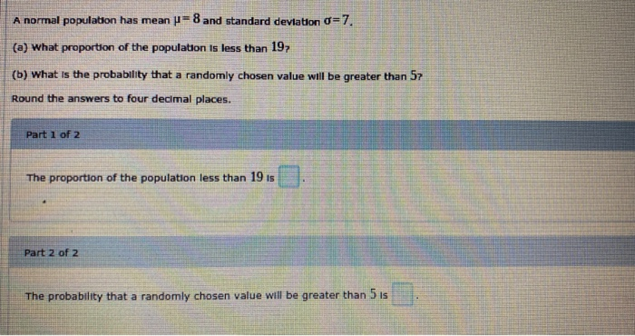 Solved A normal population has mean = 8 and standard | Chegg.com