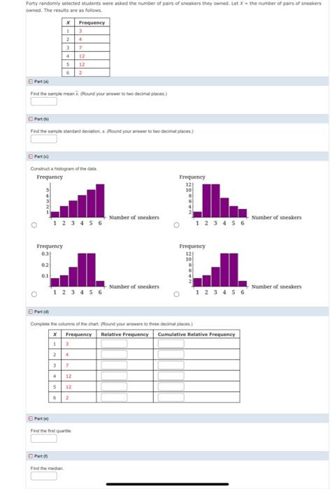 Solved Forty randomly selected students were asked the | Chegg.com