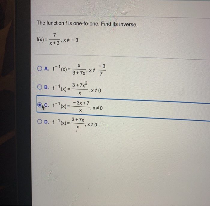 Solved The function f ﻿is one-to-one. Find its