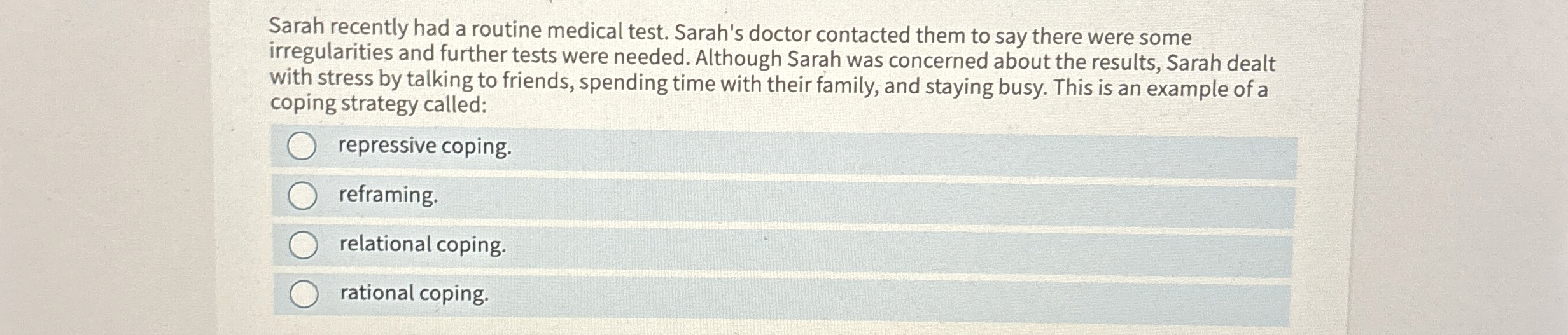 Solved Sarah recently had a routine medical test. Sarah's | Chegg.com