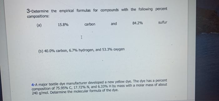 Solved 3-Determine The Empirical Formulas For Compounds With | Chegg.com