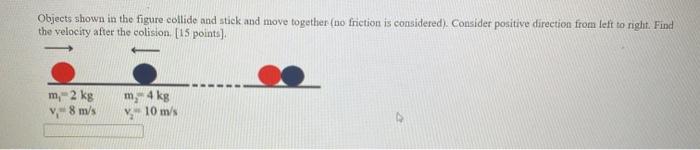 Solved Objects shown in the figure collide and stick and | Chegg.com