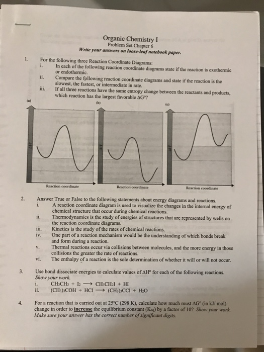 Solved Organic Chemistry I Problem Set Chapter 6 Write Your | Chegg.com