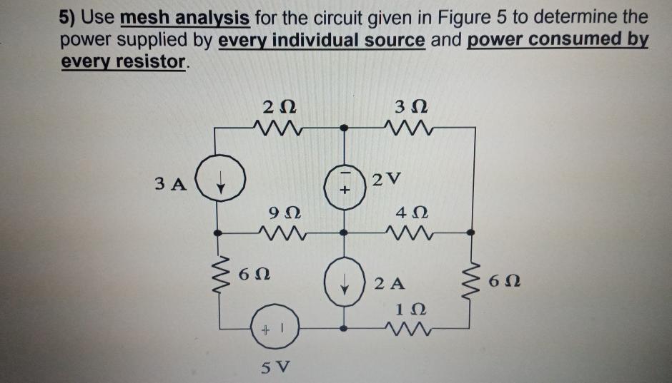 Solved 5) Use mesh analysis for the circuit given in Figure | Chegg.com