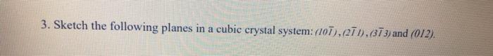 Solved 3. Sketch the following planes in a cubic crystal | Chegg.com