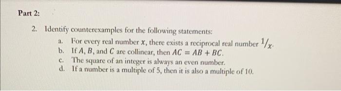 Solved 2. Identify Counterexamples For The Following | Chegg.com