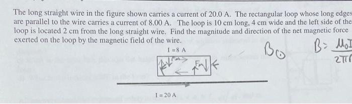 Solved The long straight wire in the figure shown carries a | Chegg.com