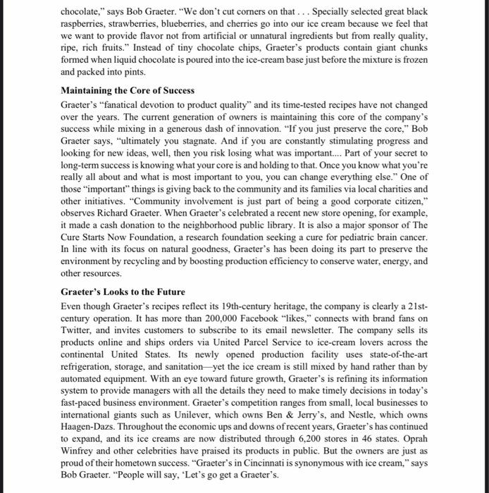 Solved CASE “Let's Go Get a Graeter's!” Only a tiny