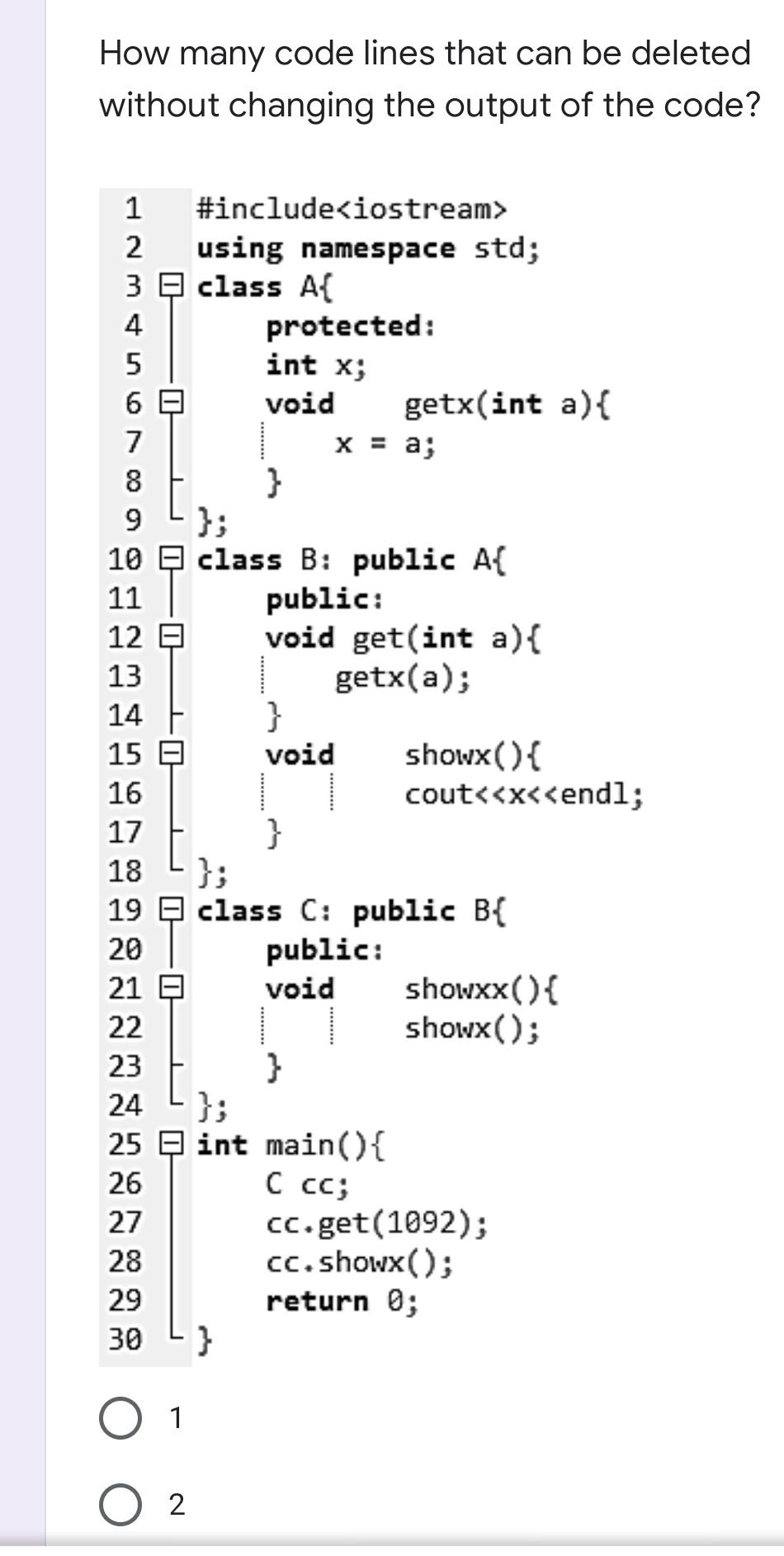 Solved How many code lines that can be deleted without | Chegg.com