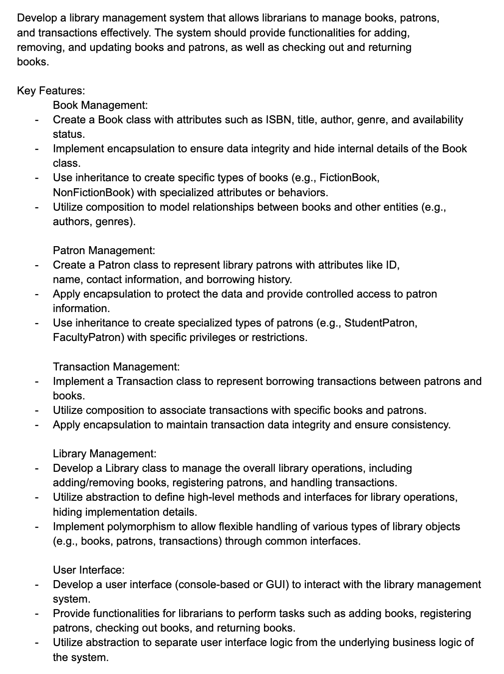 IN JAVA PLEASE~ Develop a library management system | Chegg.com
