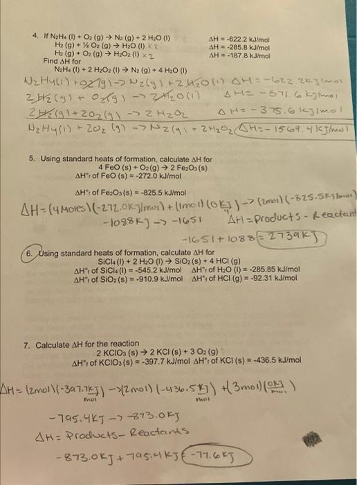 Solved Practice with Hess's Law and Standard Heats of | Chegg.com