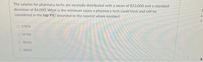 Solved The Salaries For Pharmacy Techs Are Normally Chegg Com   Image