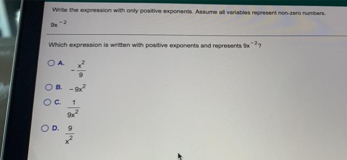 Solved Write the expression with only positive exponents. | Chegg.com