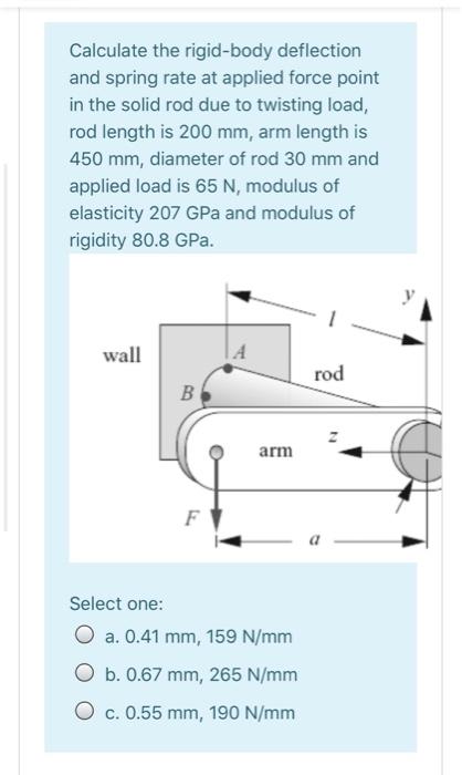 Solved Calculate the rigid-body deflection and spring rate | Chegg.com