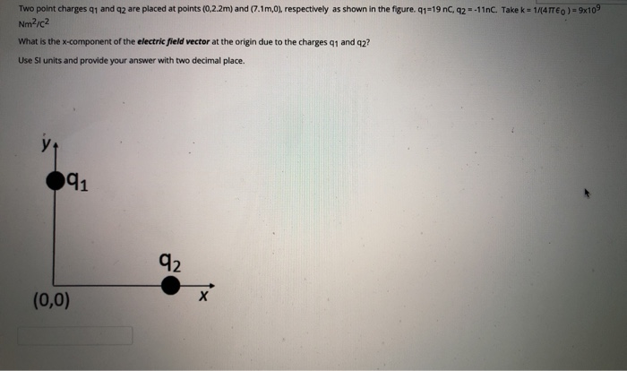 Solved Two point charges 91 and 2 are placed at points | Chegg.com