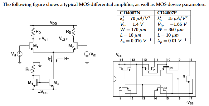 Solved Design a MOS differential amplifier with the | Chegg.com