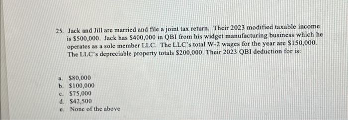 Solved 25. Jack And Jill Are Married And File A Joint Tax | Chegg.com