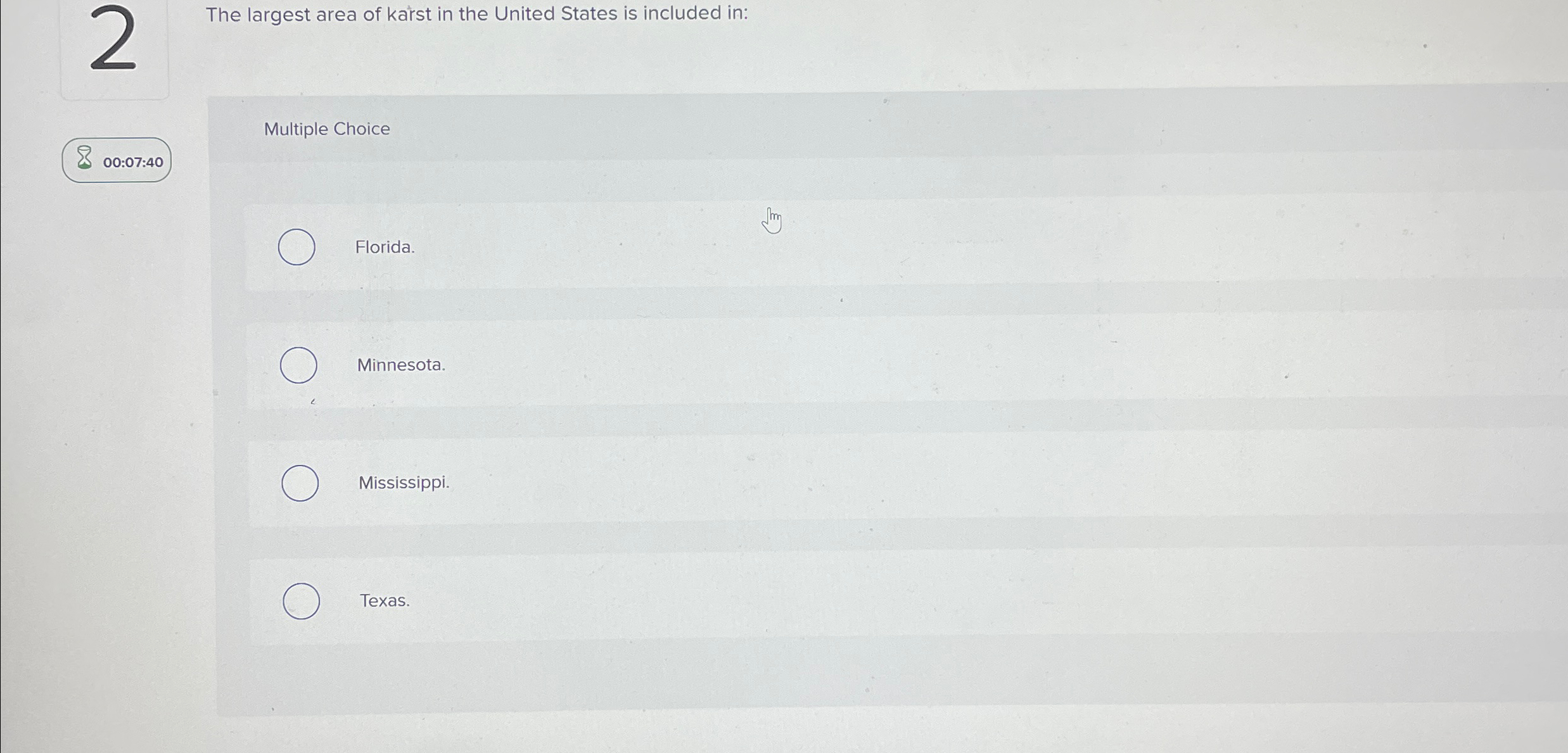 Solved The largest area of karst in the United States is | Chegg.com