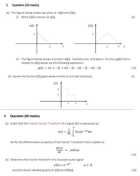 Solved 1 Question (20 marks) (a) The Figure below shows two | Chegg.com