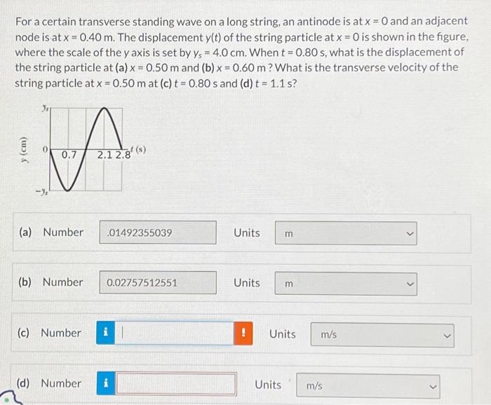 Solved For a certain transverse standing wave on a long | Chegg.com