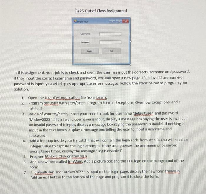 Solved 3/25 Out of Class Assignment Login Page Use Pas Log | Chegg.com