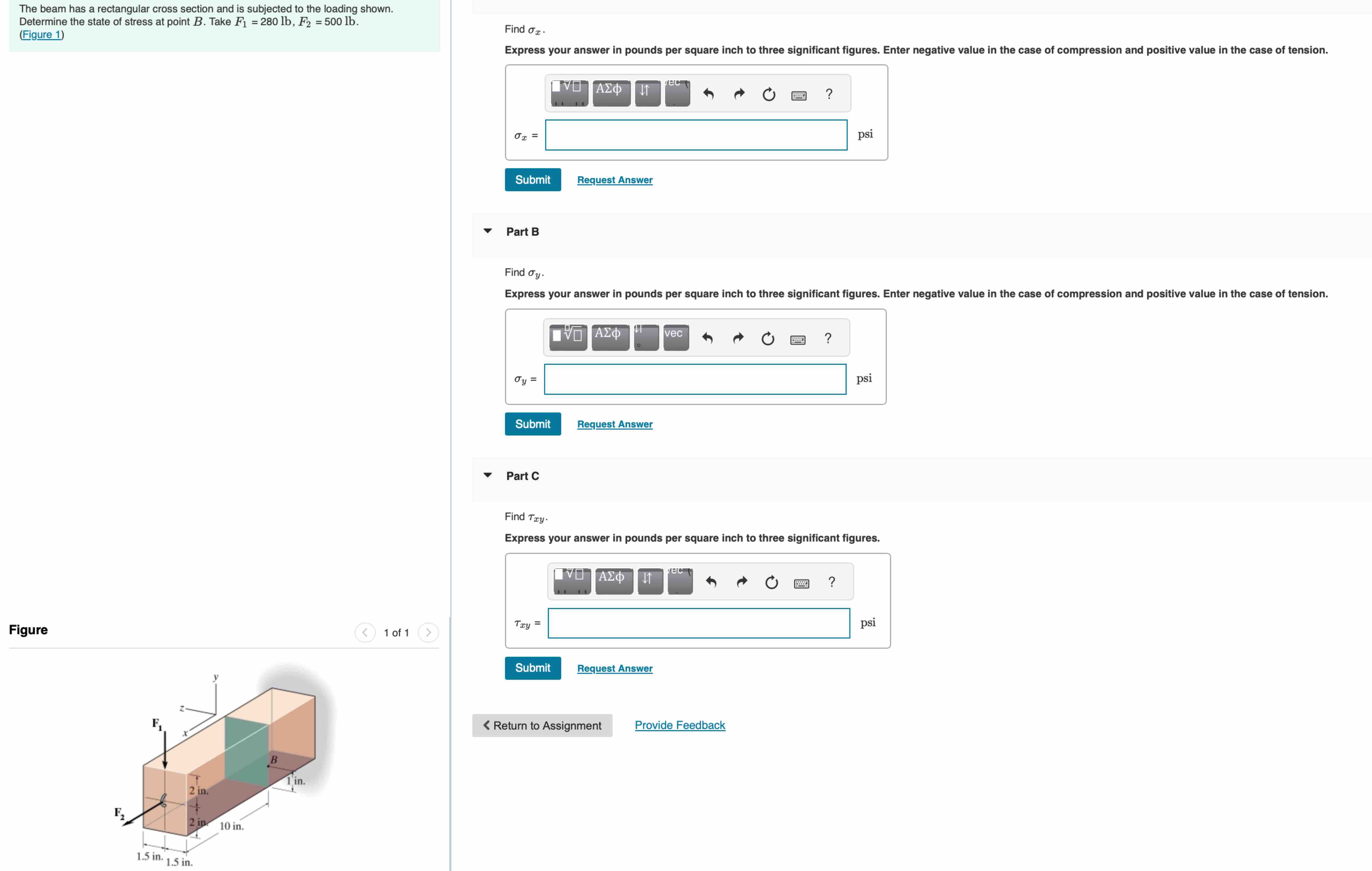 Solved The beam has a rectangular cross section and is | Chegg.com