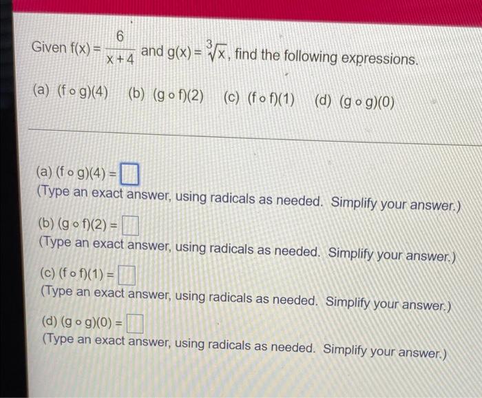 Solved 6 Given f(x) = and g(x)