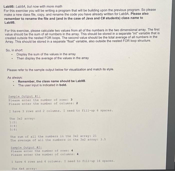 Solved Lab9B: Lab9A, but now with more math For this | Chegg.com