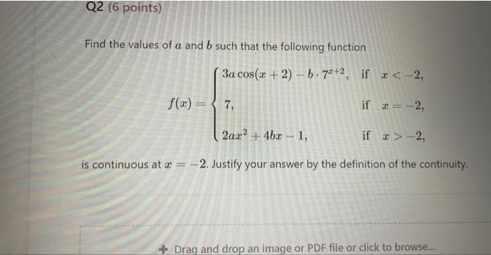Solved Find the values of a and b such that the following | Chegg.com