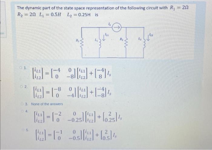 Solved The dynamic part of the state space representation of | Chegg.com