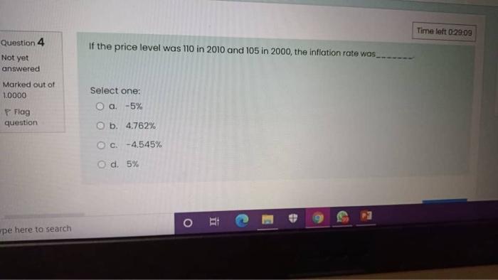 Solved Time left 0 29.09 Question 4 if the price level was | Chegg.com