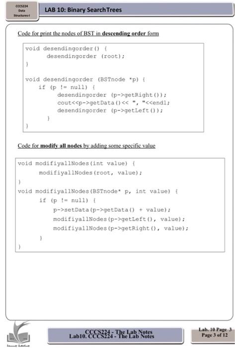 Solved C224 Data Structures LAB 10: Binary Search Trees | Chegg.com