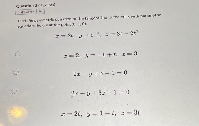 find the parametric equation of the tangent line to the circular helix