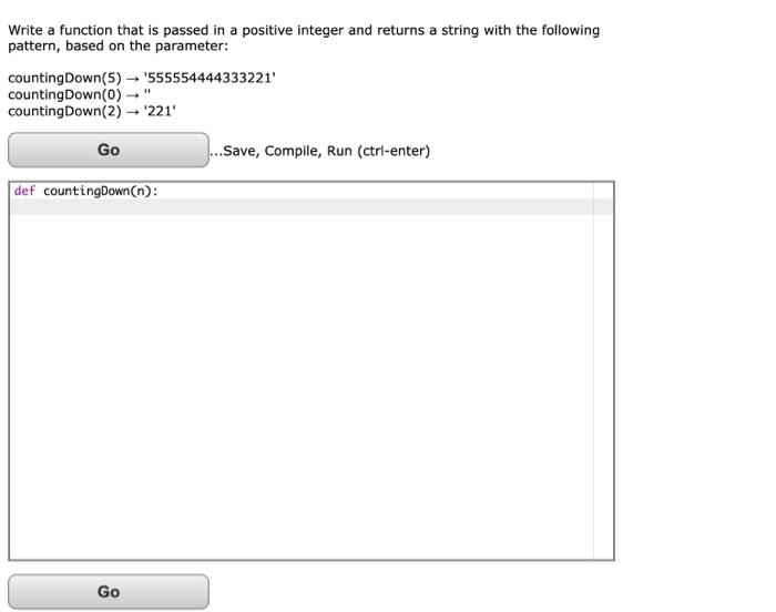 Solved Write a function that is passed in a positive integer | Chegg.com
