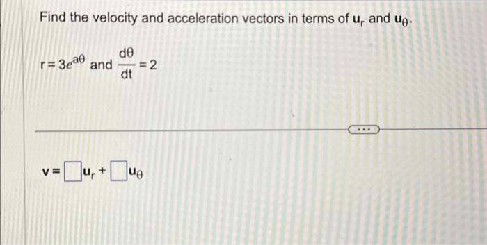 Solved Find the velocity and acceleration vectors in terms | Chegg.com
