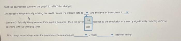 Shift the appropriate curve on the graph to reflect this change.
The repeal of the previously existing tax credit causes the