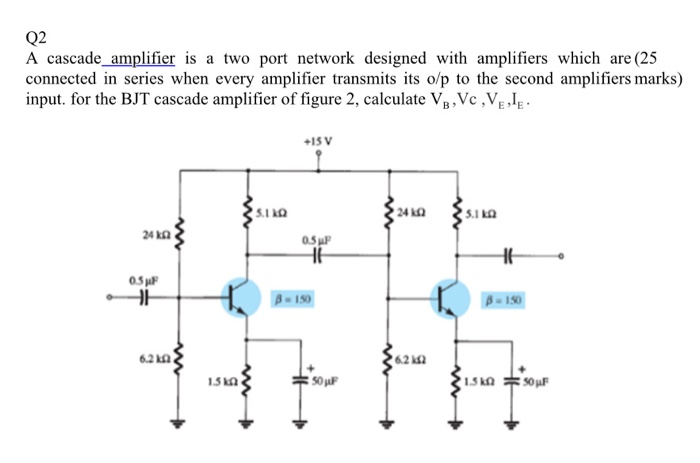 Solved Q2 A cascade amplifier is a two port network designed | Chegg.com